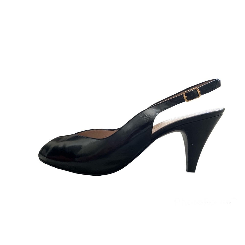 Bruno Magli Black Patent Leather Sling Back Heels size 8.5